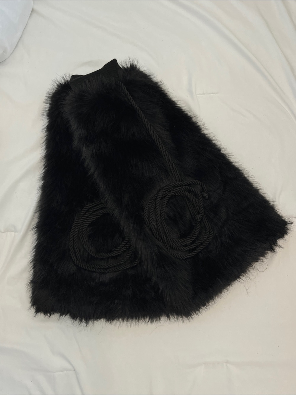 Club Exx Black Faux Fur Leg Warmers with Rope